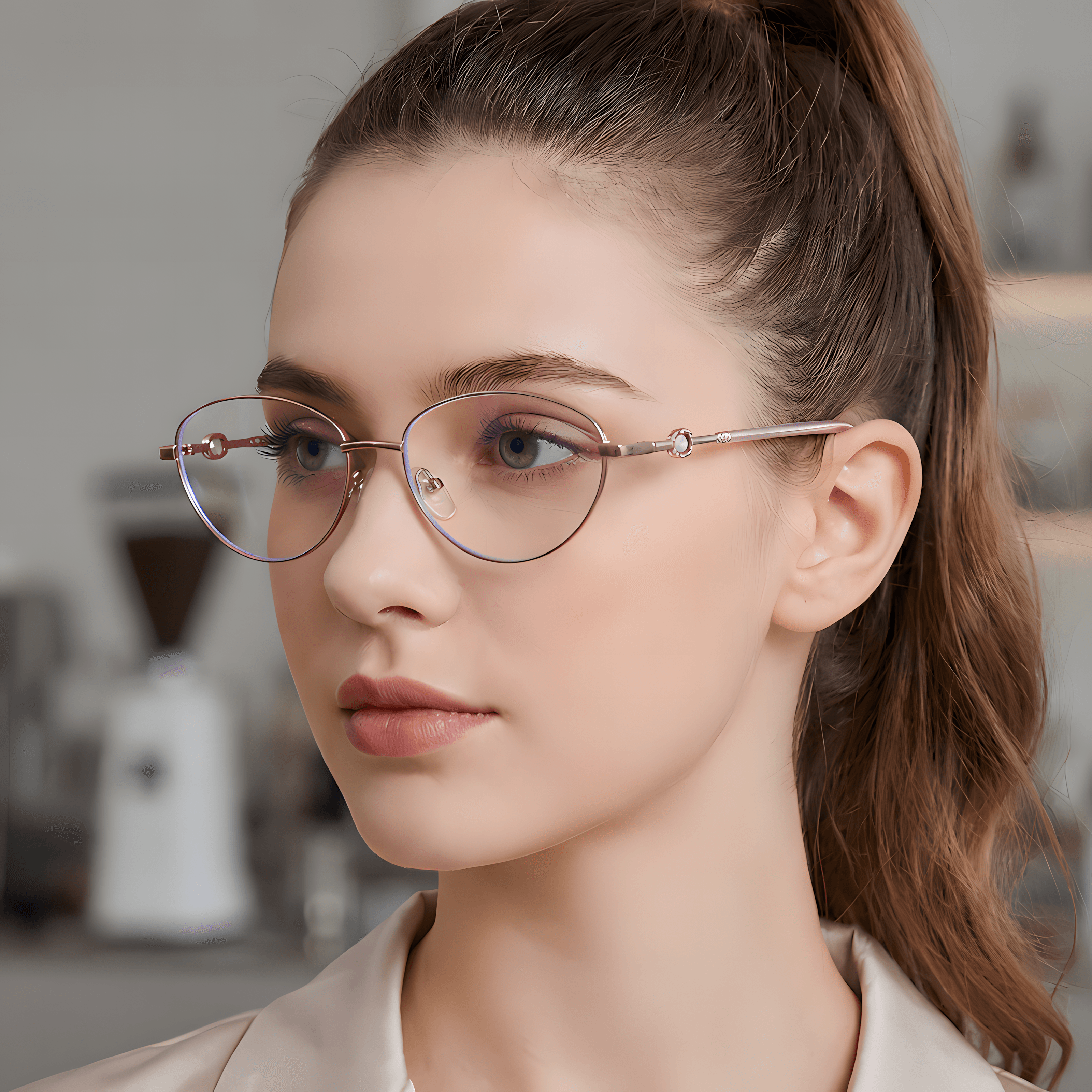 Women's Retro Metal Round Glasses Frames Secondary image