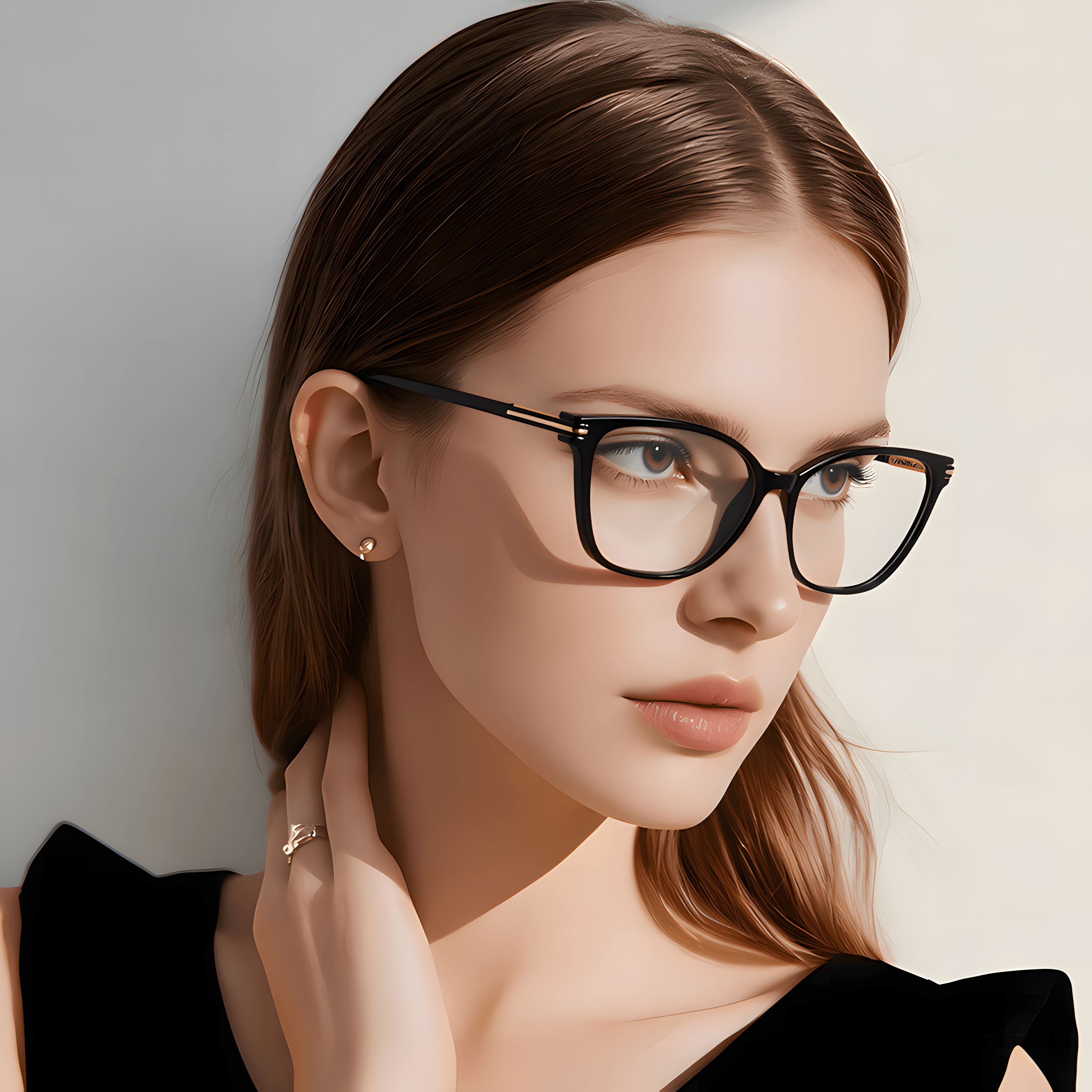 Women's Retro Black Round Eyeglass Frames Secondary image