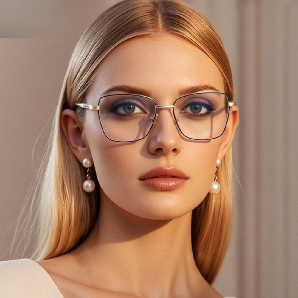 Oversized Vintage Square Metal Alloy Eyeglasses Frame - Full Rim Unisex Classic Geometric Lightweight 24.8g Secondary image