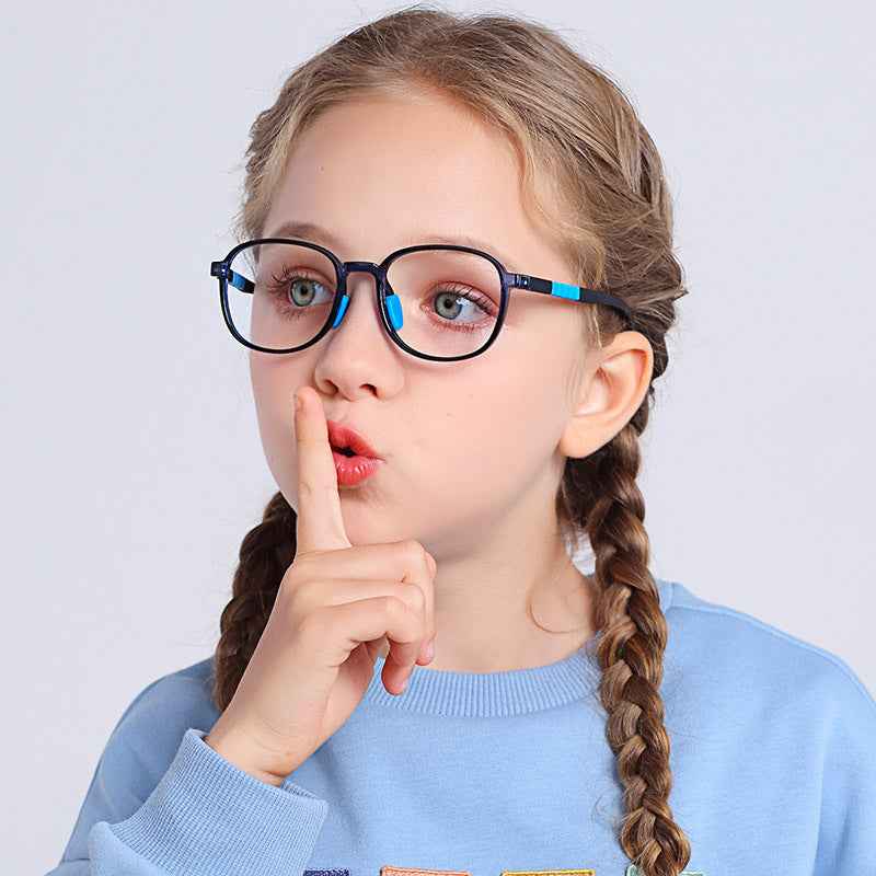 Kids Oval Soft Frame TR90 Glasses |   Flexible Lightweight Prescription Eyewear for Kids Ages 6-14 |   48mm Lens Black Red |   IRISHARP