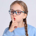 Kids Oval Soft Frame TR90 Glasses |   Flexible Lightweight Prescription Eyewear for Kids Ages 6-14 |   48mm Lens Black Red |   IRISHARP