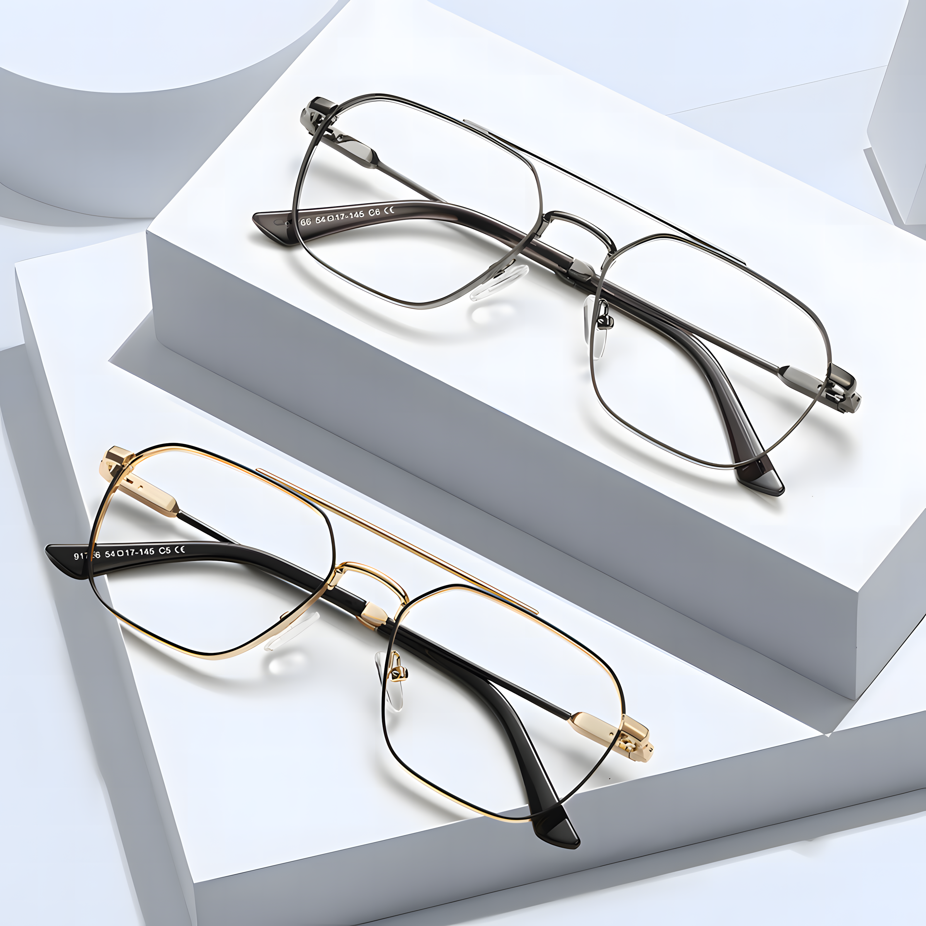 Unisex Metal Full-Rim Prescription Glasses Frames Másodlagos kép