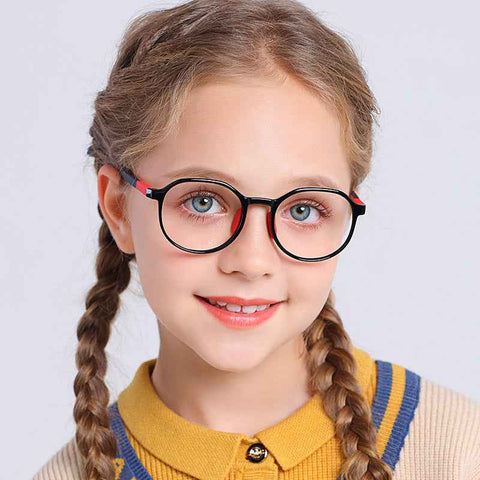 TR90 Student Protective Large Frame Glasses |   PC Lens Round Frame for Kids 6-14 |   IRISHARP