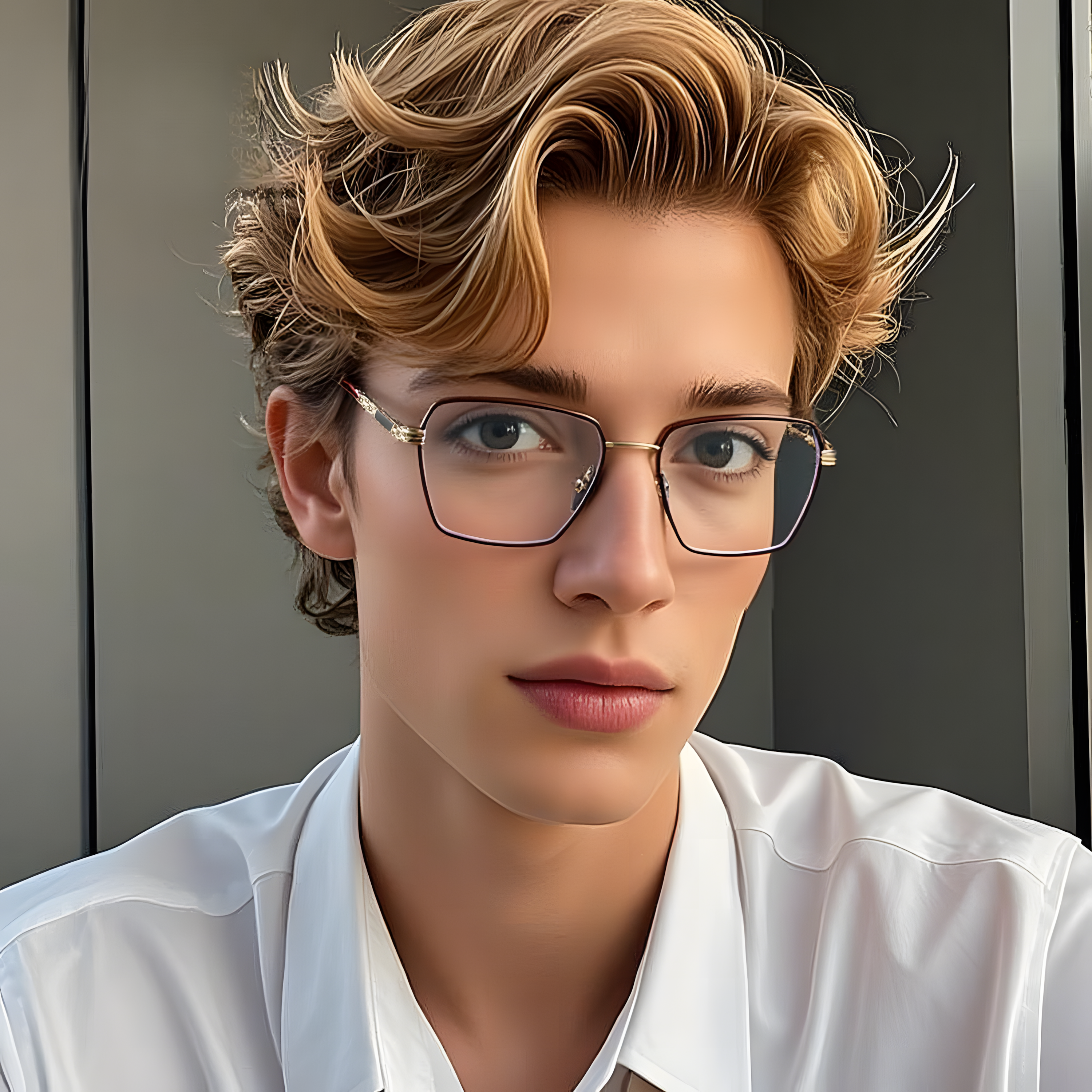 Men's Metal Square Glasses Frames Secondary image