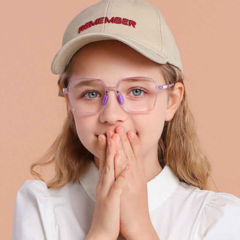 Kids Blue Light Glasses - Geometric Oversized Polygon Frame for Ages 6-12 |   IRISHARP