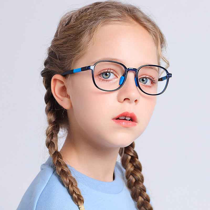 Kids Oval Soft Frame TR90 Glasses |   Flexible Lightweight Prescription Eyewear for Kids Ages 6-14 |   48mm Lens Black Red |   IRISHARP
