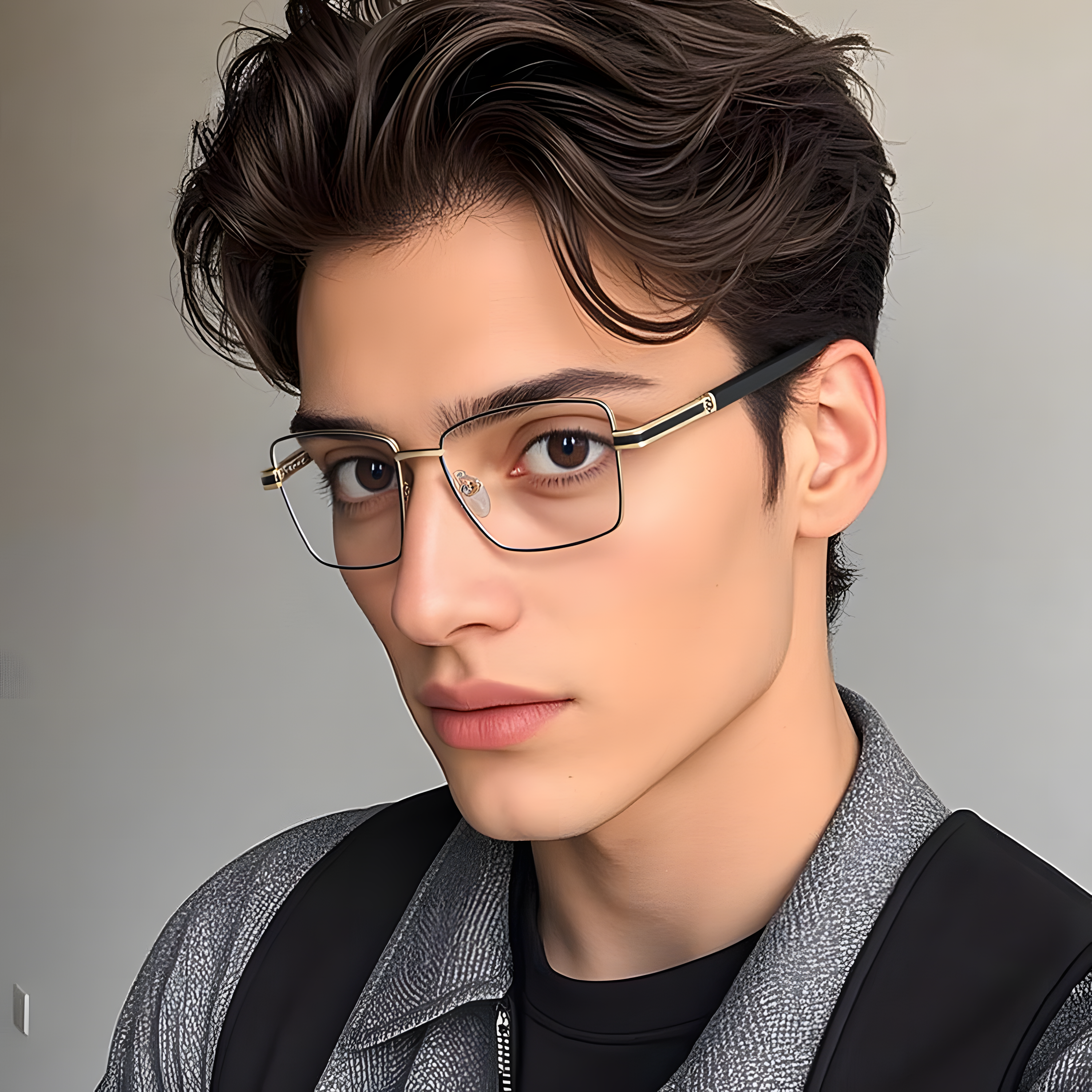 Men's Metal Square Glasses Frames Secondary image