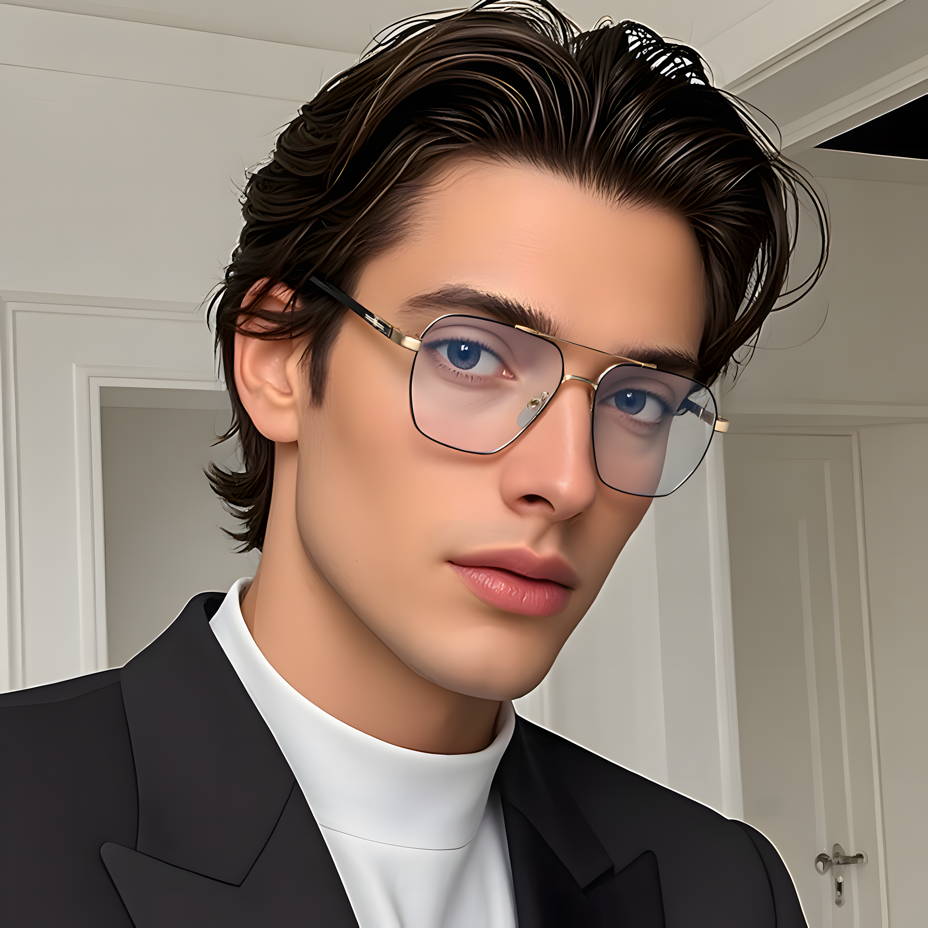 Men's Metal Double-Bridge Glasses Frames Secondary image