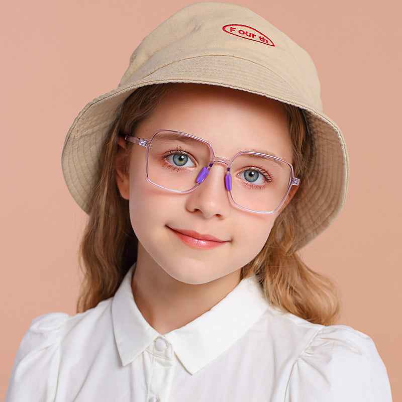 Kids Blue Light Glasses - Geometric Oversized Polygon Frame for Ages 6-12 |   IRISHARP