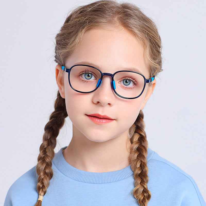 Kids Oval Soft Frame TR90 Glasses |   Flexible Lightweight Prescription Eyewear for Kids Ages 6-14 |   48mm Lens Black Red |   IRISHARP Secondary image
